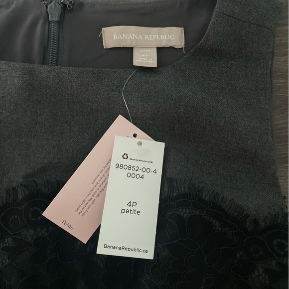 NWT Banana Republic Gray and Black Lace Overlay Sleeveless Sheath Dress - Picture 11 of 14